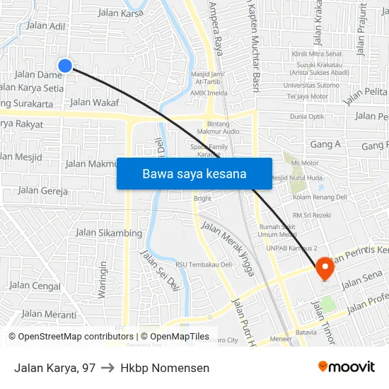 Jalan Karya, 97 to Hkbp Nomensen map
