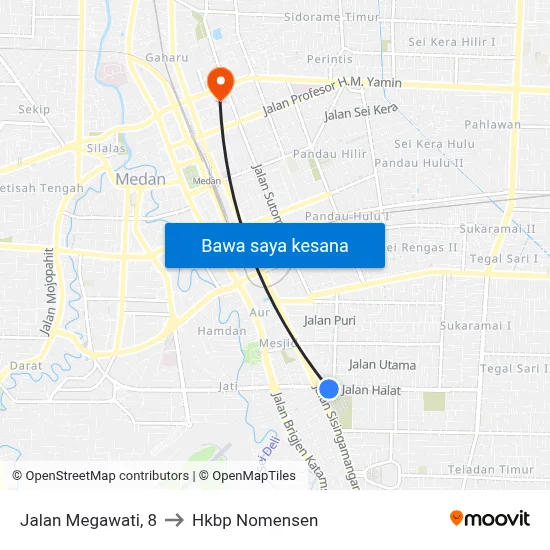 Jalan Megawati, 8 to Hkbp Nomensen map