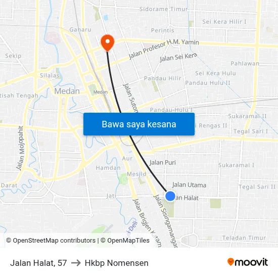 Jalan Halat, 57 to Hkbp Nomensen map