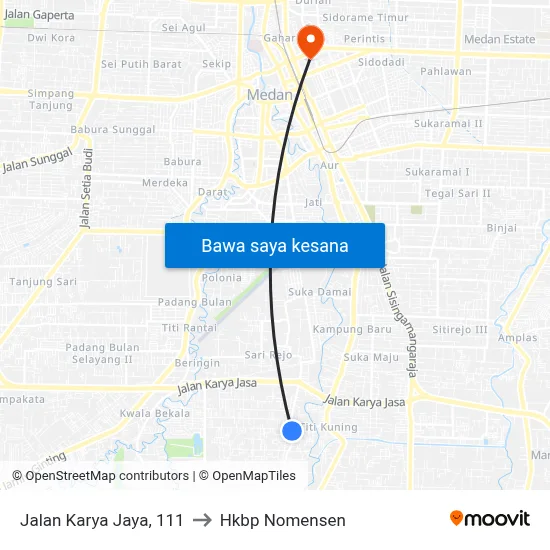 Jalan Karya Jaya, 111 to Hkbp Nomensen map