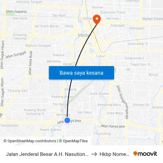 Jalan Jenderal Besar A.H. Nasution, No.92 F to Hkbp Nomensen map