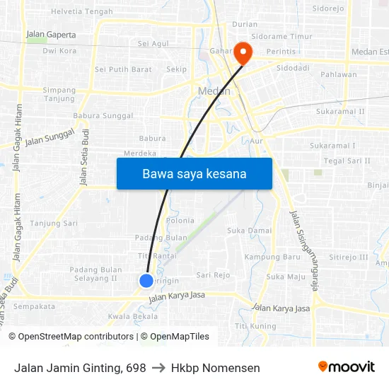 Jalan Jamin Ginting, 698 to Hkbp Nomensen map