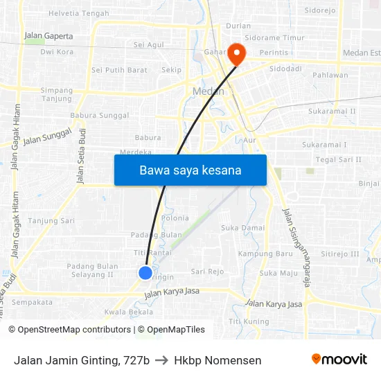 Jalan Jamin Ginting, 727b to Hkbp Nomensen map