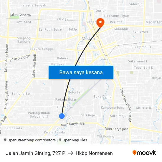 Jalan Jamin Ginting, 727 P to Hkbp Nomensen map