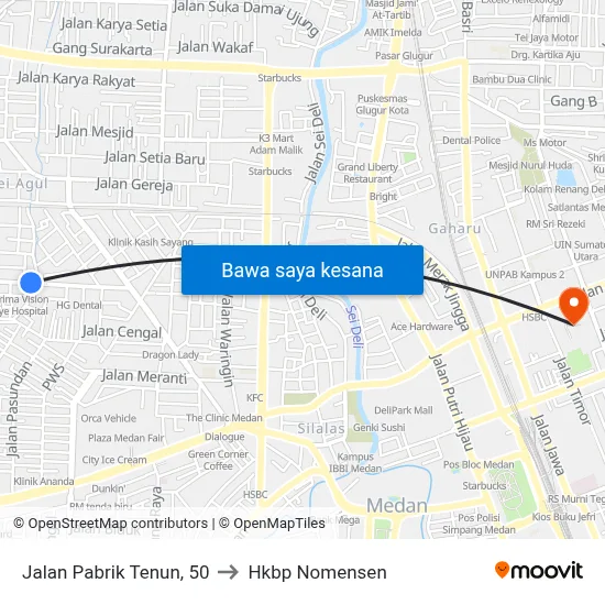 Jalan Pabrik Tenun, 50 to Hkbp Nomensen map