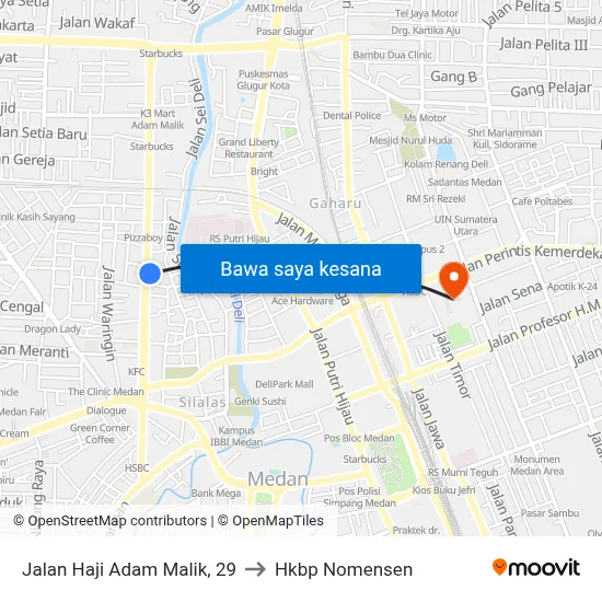 Jalan Haji Adam Malik, 29 to Hkbp Nomensen map
