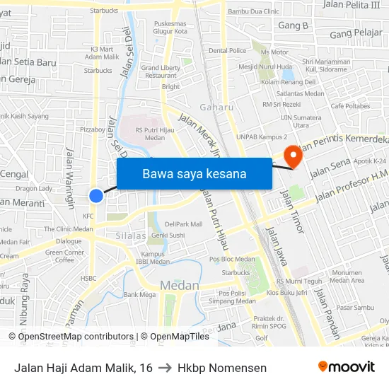 Jalan Haji Adam Malik, 16 to Hkbp Nomensen map