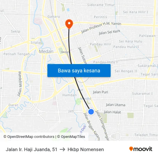 Jalan Ir. Haji Juanda, 51 to Hkbp Nomensen map