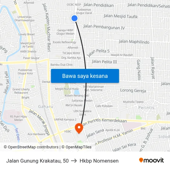 Jalan Gunung Krakatau, 50 to Hkbp Nomensen map