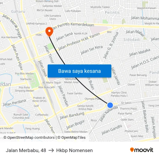 Jalan Merbabu, 48 to Hkbp Nomensen map