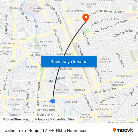 Jalan Imam Bonjol, 17 to Hkbp Nomensen map