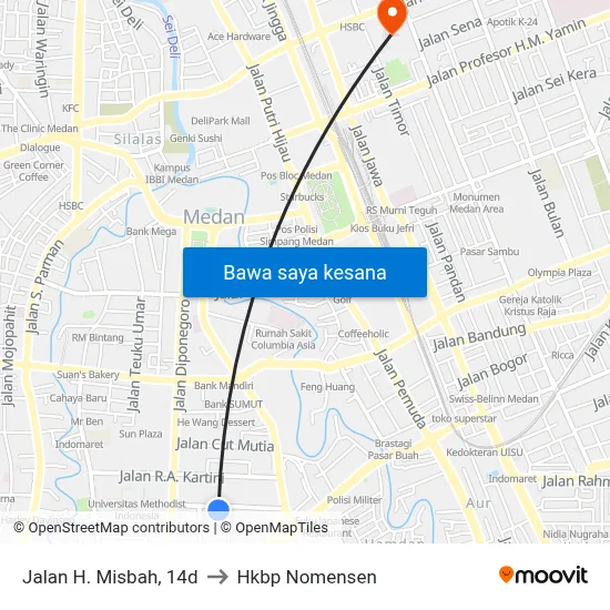 Jalan H. Misbah, 14d to Hkbp Nomensen map