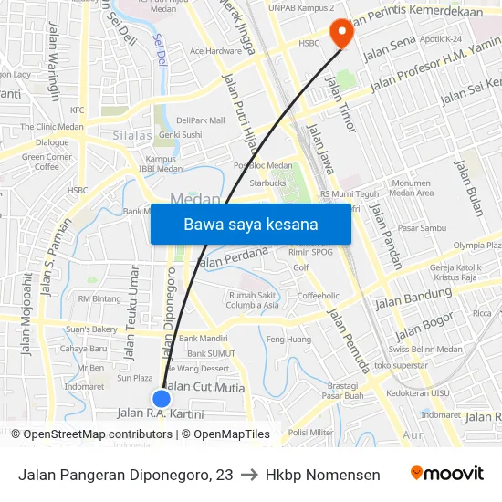 Jalan Pangeran Diponegoro, 23 to Hkbp Nomensen map
