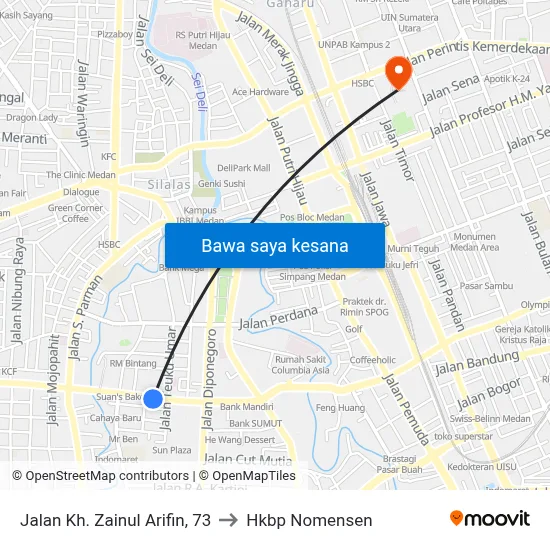 Jalan Kh. Zainul Arifin, 73 to Hkbp Nomensen map