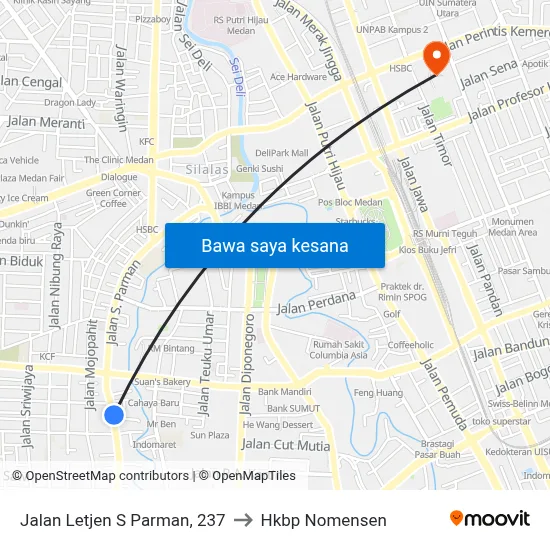 Jalan Letjen S Parman, 237 to Hkbp Nomensen map