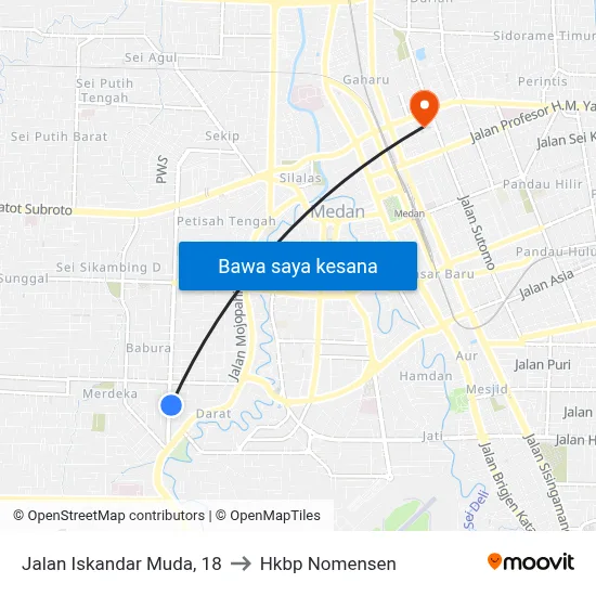 Jalan Iskandar Muda, 18 to Hkbp Nomensen map