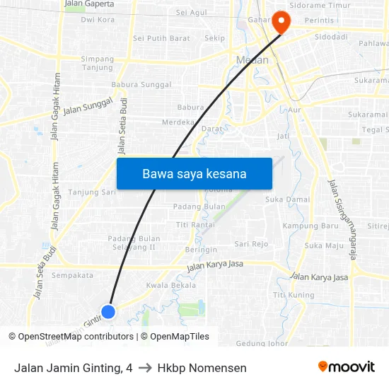 Jalan Jamin Ginting, 4 to Hkbp Nomensen map