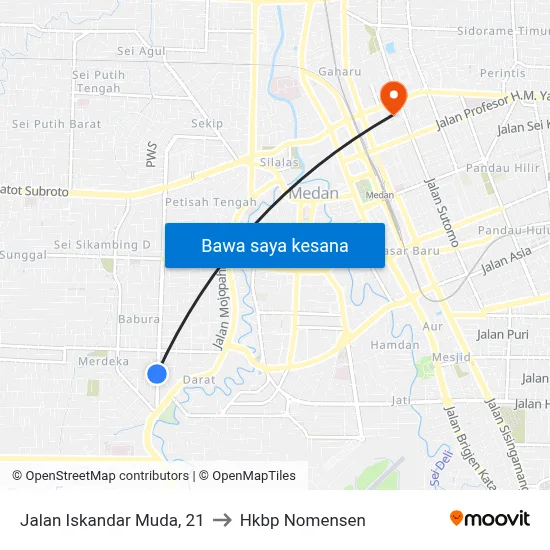 Jalan Iskandar Muda, 21 to Hkbp Nomensen map
