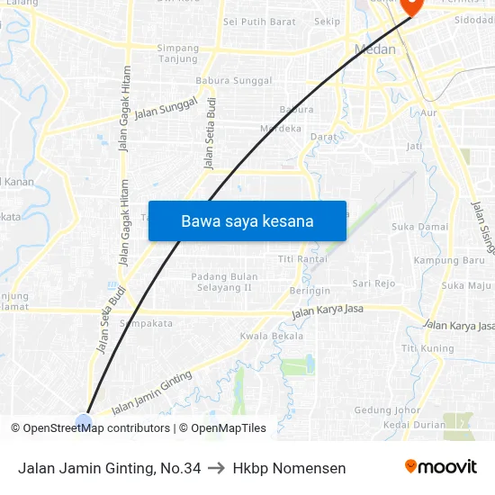 Jalan Jamin Ginting, No.34 to Hkbp Nomensen map