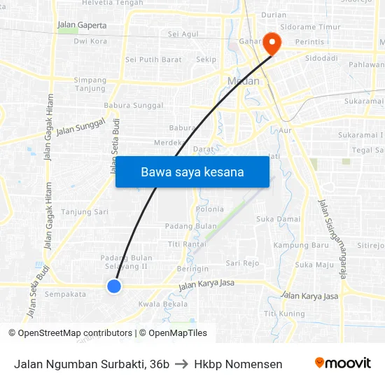 Jalan Ngumban Surbakti, 36b to Hkbp Nomensen map