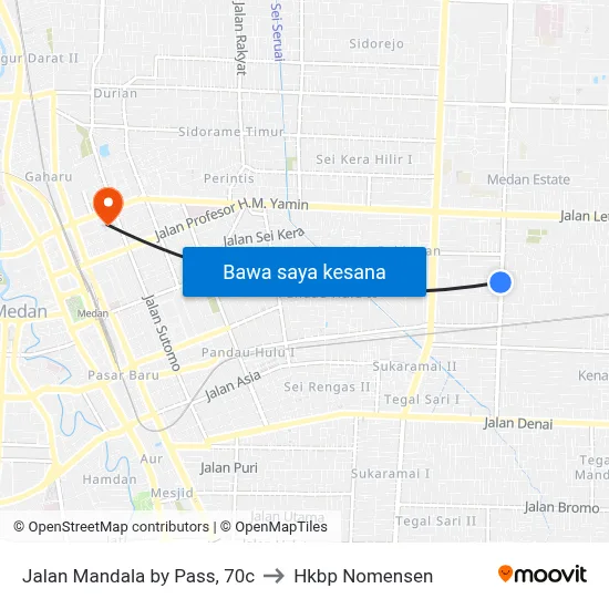 Jalan Mandala by Pass, 70c to Hkbp Nomensen map