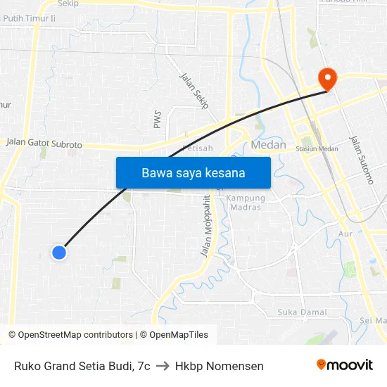 Ruko Grand Setia Budi, 7c to Hkbp Nomensen map