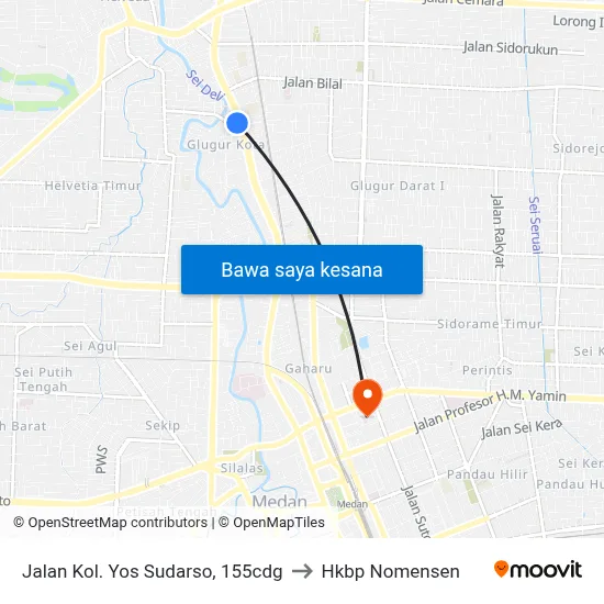 Jalan Kol. Yos Sudarso, 155cdg to Hkbp Nomensen map