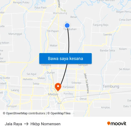 Jala Raya to Hkbp Nomensen map