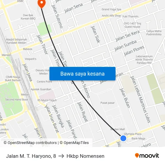 Jalan M. T. Haryono, 8 to Hkbp Nomensen map