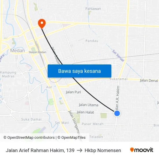 Jalan Arief Rahman Hakim, 139 to Hkbp Nomensen map