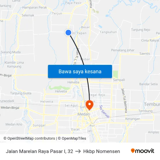Jalan Marelan Raya Pasar I, 32 to Hkbp Nomensen map