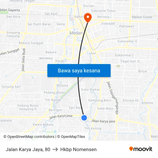 Jalan Karya Jaya, 80 to Hkbp Nomensen map