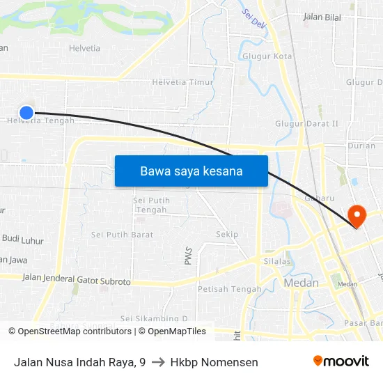 Jalan Nusa Indah Raya, 9 to Hkbp Nomensen map