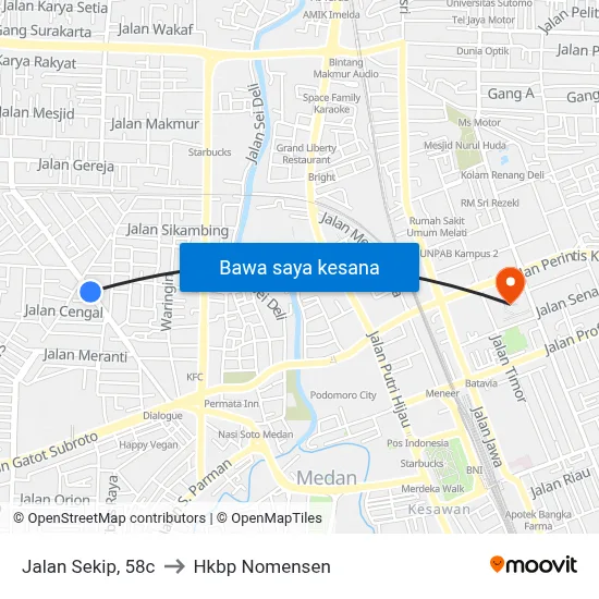 Jalan Sekip, 58c to Hkbp Nomensen map