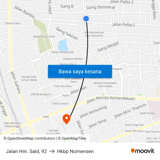 Jalan Hm. Said, 92 to Hkbp Nomensen map