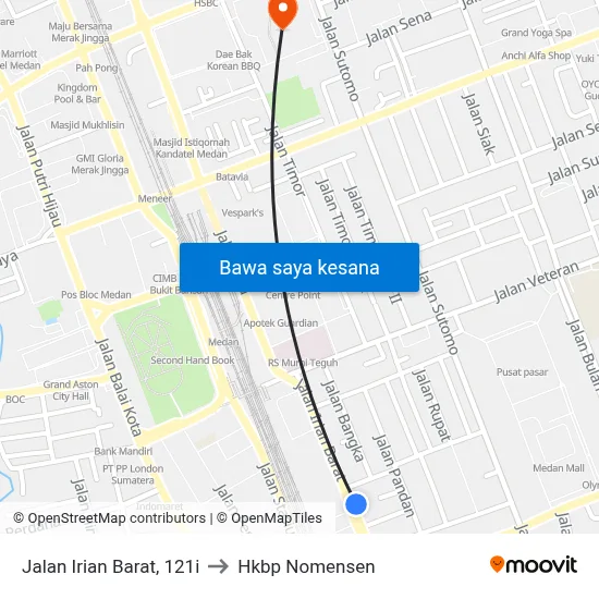 Jalan Irian Barat, 121i to Hkbp Nomensen map