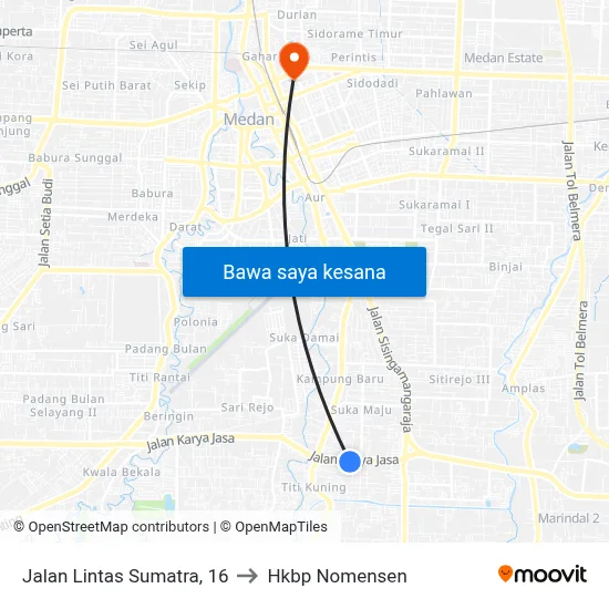 Jalan Lintas Sumatra, 16 to Hkbp Nomensen map