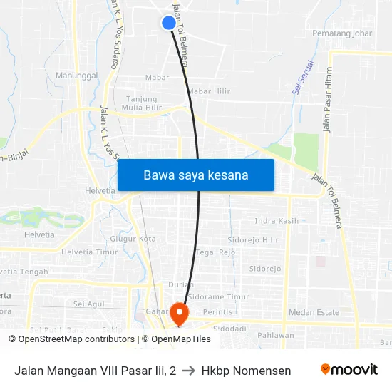 Jalan Mangaan VIII Pasar Iii, 2 to Hkbp Nomensen map