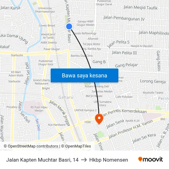 Jalan Kapten Muchtar Basri, 14 to Hkbp Nomensen map