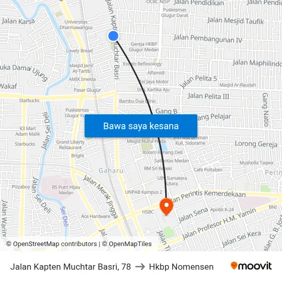 Jalan Kapten Muchtar Basri, 78 to Hkbp Nomensen map