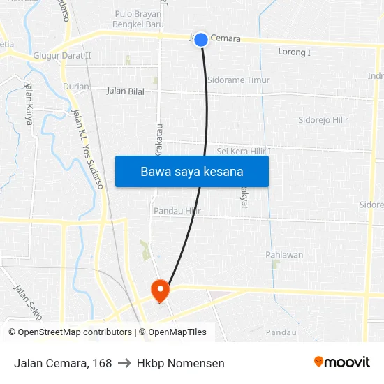 Jalan Cemara, 168 to Hkbp Nomensen map