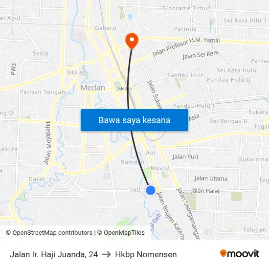 Jalan Ir. Haji Juanda, 24 to Hkbp Nomensen map