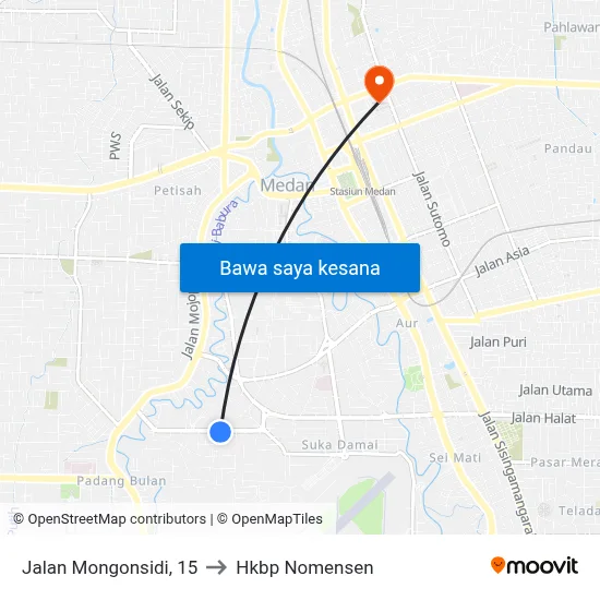 Jalan Mongonsidi, 15 to Hkbp Nomensen map