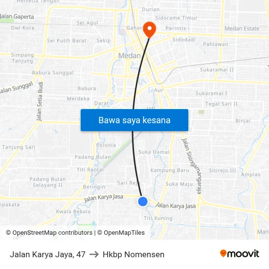 Jalan Karya Jaya, 47 to Hkbp Nomensen map