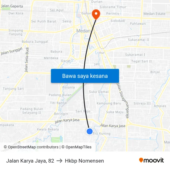Jalan Karya Jaya, 82 to Hkbp Nomensen map