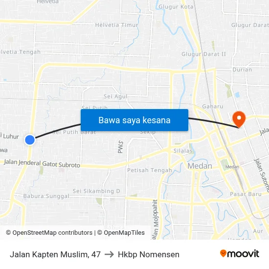 Jalan Kapten Muslim, 47 to Hkbp Nomensen map