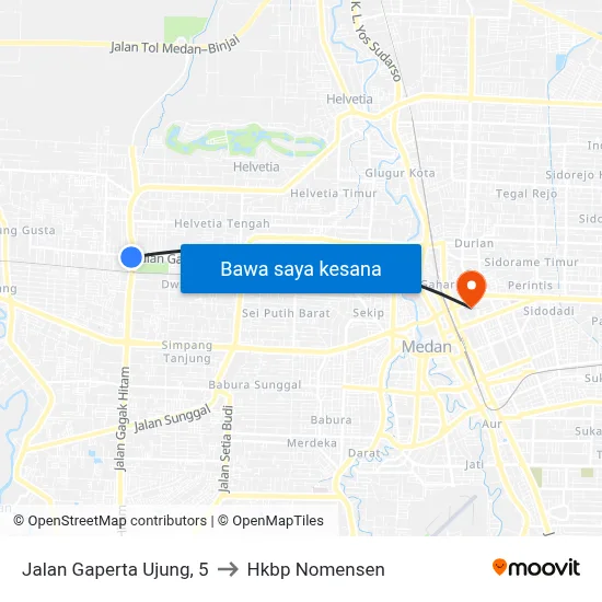 Jalan Gaperta Ujung, 5 to Hkbp Nomensen map
