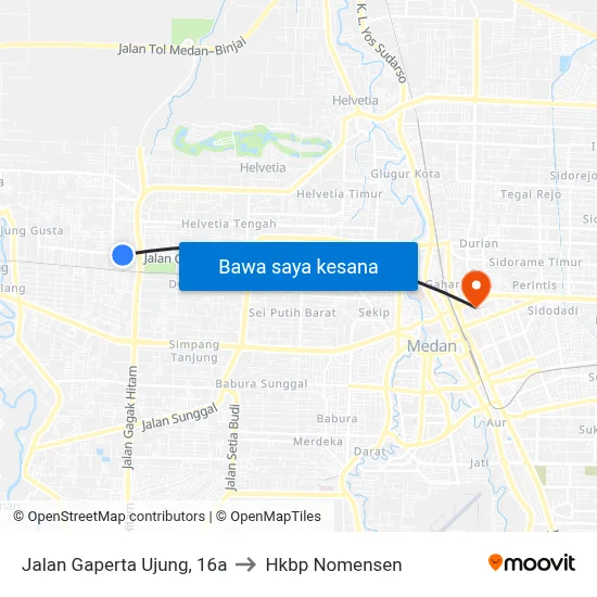 Jalan Gaperta Ujung, 16a to Hkbp Nomensen map