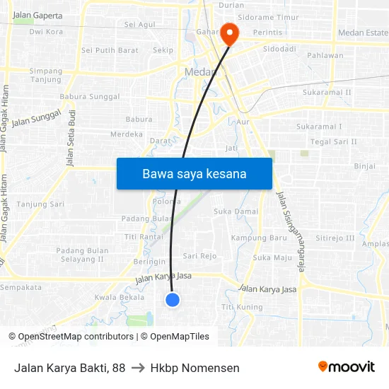 Jalan Karya Bakti, 88 to Hkbp Nomensen map