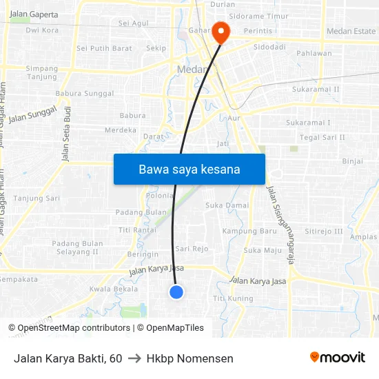 Jalan Karya Bakti, 60 to Hkbp Nomensen map